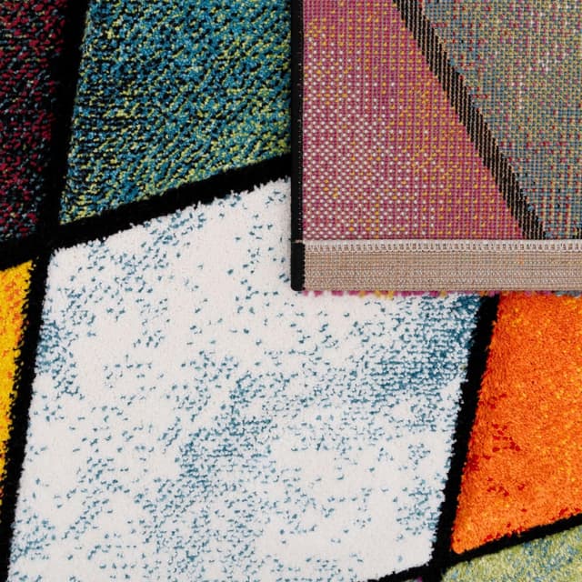 Detalle 2 de TT Home Tapis à poils courts 3D géométrique multicolore pour chambre et salon, 200x290 cm
