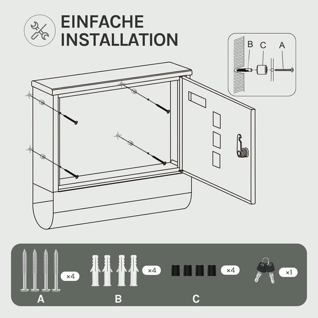 Thumbnail 5 de WOLTU Briefkasten mit Zeitungsfach 30,5x33,5x9 cm