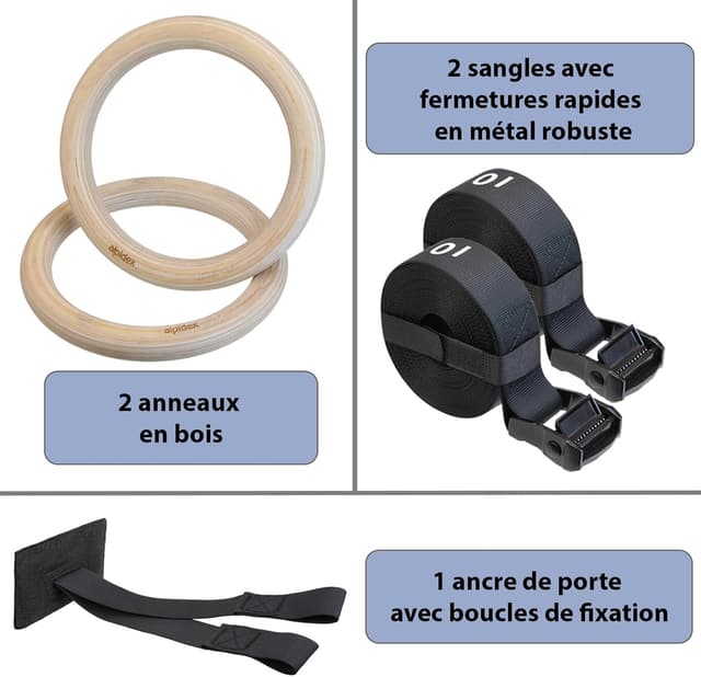 Detalle de ALPIDEX Anneaux de gymnastique 28 mm