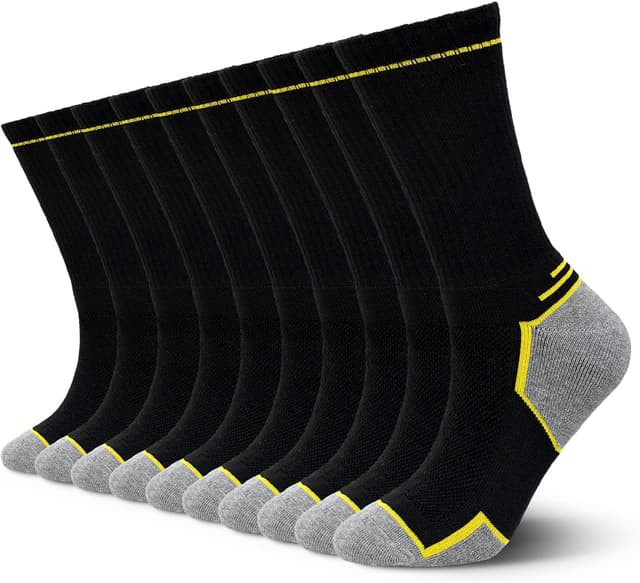 Detalle de LOFIR chaussettes de travail sécurité renforcées homme (pack de 10) pour bottes de sécurité respirantes et résistantes, taille 39-50