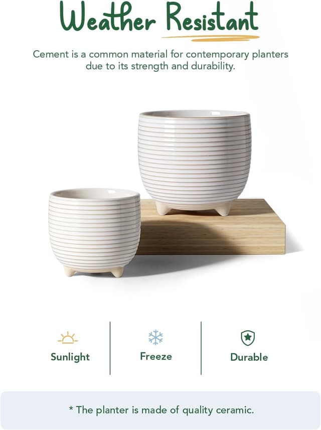 Thumbnail 5 de LE TAUCI Ceramic Plant Pots 12+16 cm Footed