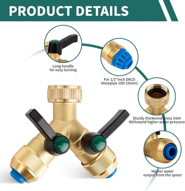 Detalle de Tesmotor Raccordo per rubinetto in ottone a Y con 2 uscite da 1/2