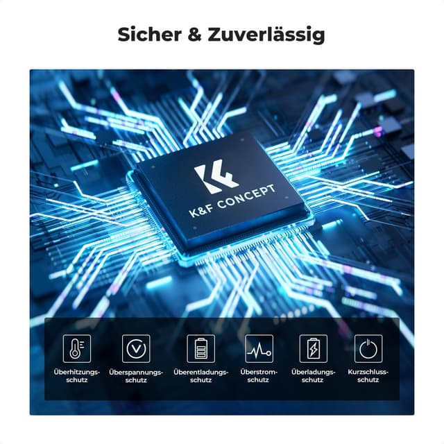 Detalle de K&F CONCEPT NP-FW50 1100 mAh Akku-Set (3er-Pack) + 3-Slot-Dreifach-Ladegerät mit LCD für Sony-Kameras