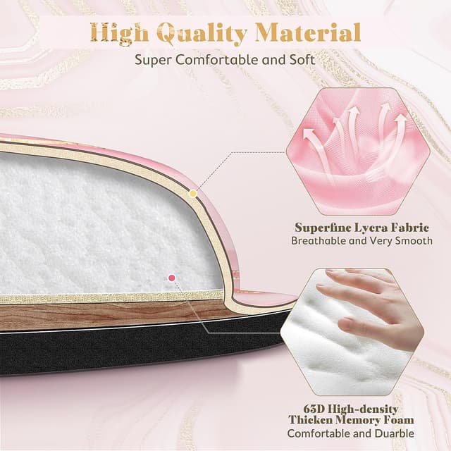 Detalle de Gimars Upgrade Enlarge Silky Memory Foam Wrist Rest Set (Pink Gold) – Keyboard & Mouse Support, 3 Pieces