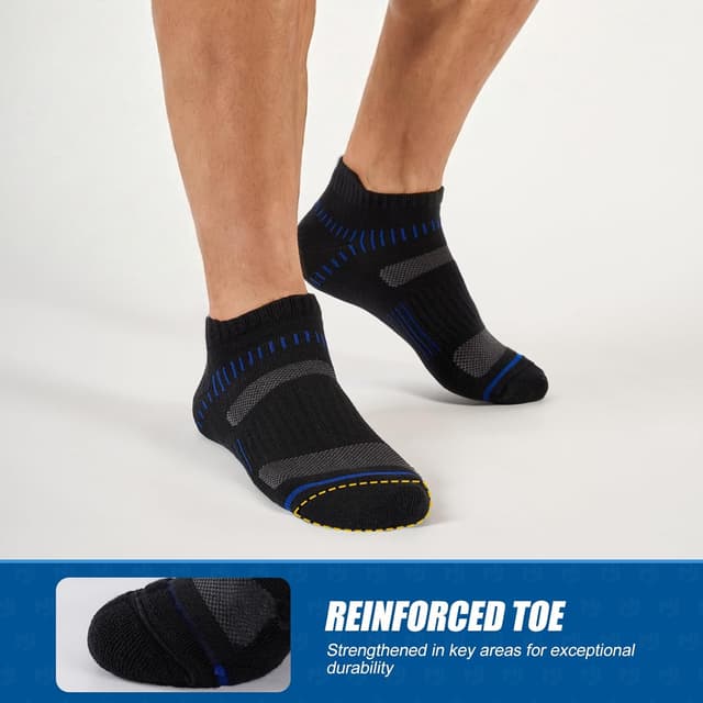 Thumbnail 6 de Niofind trainer socks (6 pairs) – cushioned ankle low-cut running and walking socks, cotton blend in black, white and grey