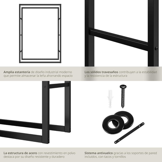 Thumbnail 4 de tectake Leñero de acero, gran capacidad