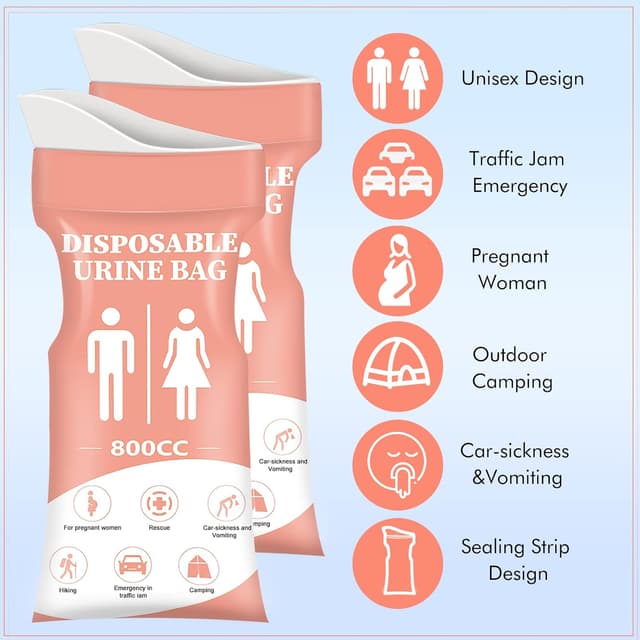 Thumbnail 6 de Generic SAINUOD Disposable Urinal Bag (12 pack, 800ml) – portable emergency pee bags for travel, camping and traffic jams