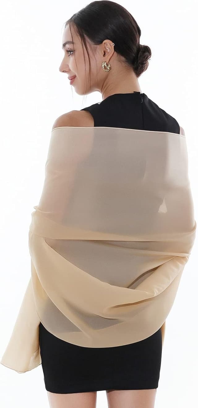 Detalle de RIIQIICHY foulard/sciarpa in seta da donna in poliestere double-face, stola da cerimonia 180×90 cm