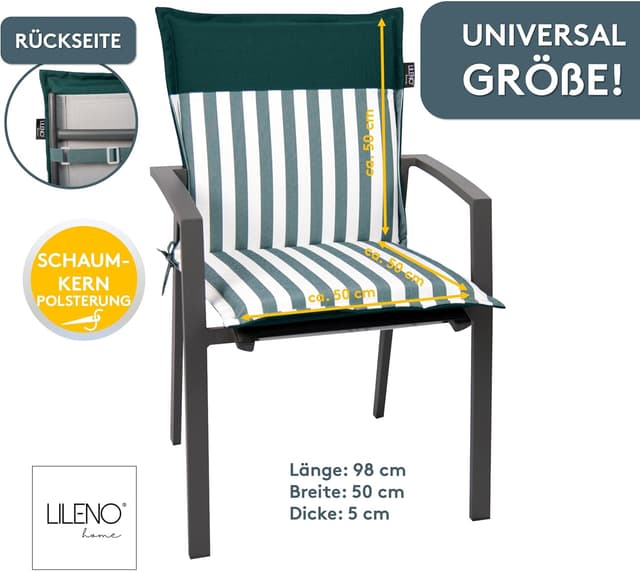 Detalle 2 de LILENO HOME Juego de 2 Cojines para Silla de Jardín ☘