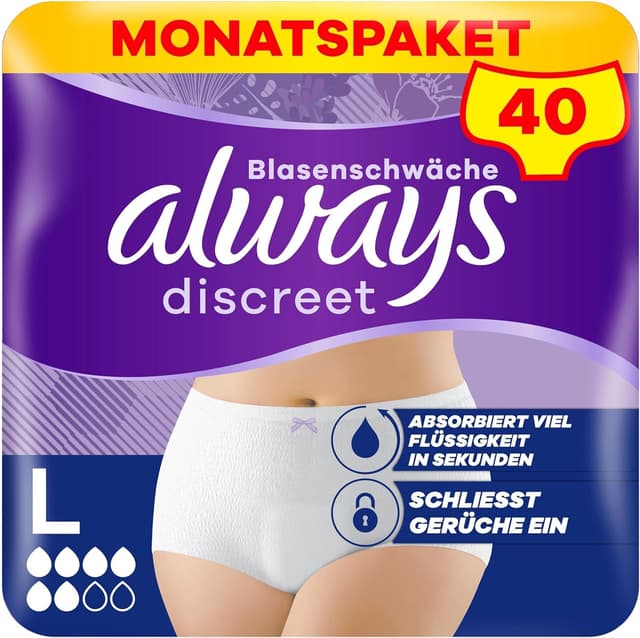 Imagen de Always Discreet Inkontinenz-Höschen L 40 Stück en OfertitasTOP