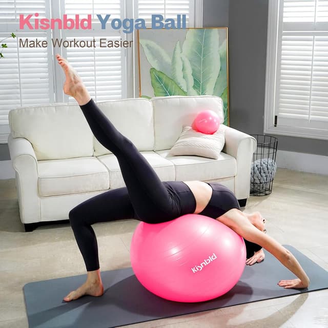 Detalle de kisnbld Extra Thick Exercise Ball (4 Sizes) with Foot Pump, Anti-Burst Yoga & Pregnancy Stability Ball