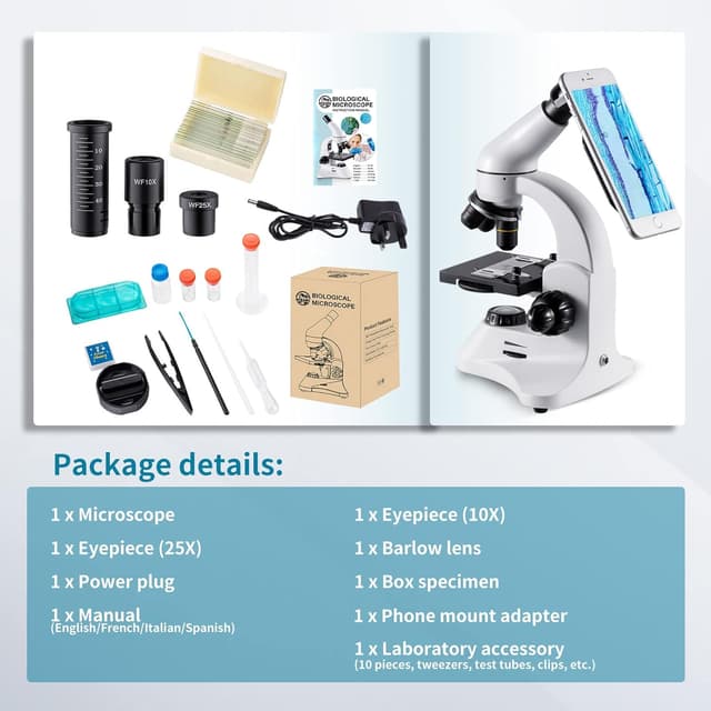 Detalle 1 de BEBANG 2000X optical microscope kit