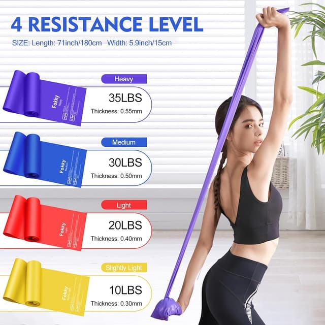 Detalle de Fokky Elastici Fitness Set di 4 (1,8 m) con 4 livelli di resistenza