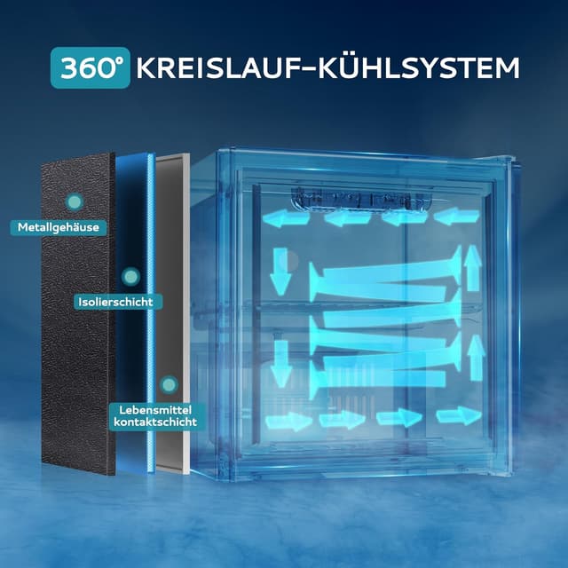 Detalle 2 de EUHOMY Getränkekühlschrank mit Glastür, 36 l für bis zu 55 Dosen, 43 dB, schwarz