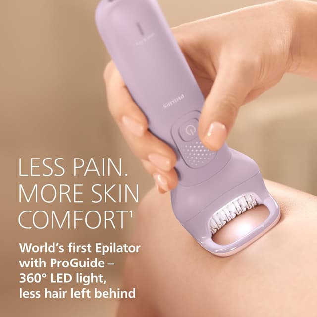 Detalle de Philips Series 9000 BRE729/00 cordless wet and dry epilator with ProGuide and 9 accessories