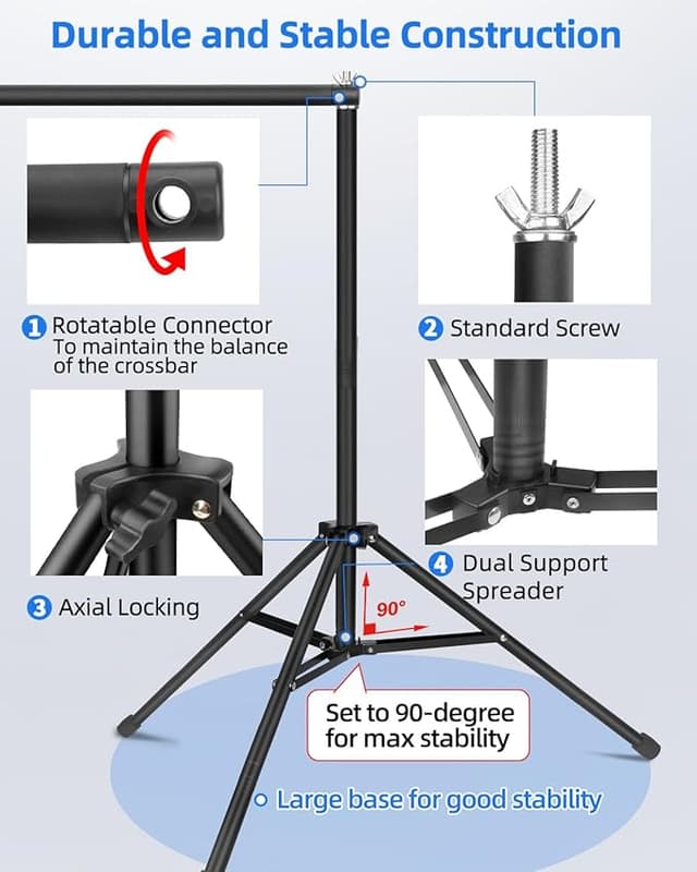 Thumbnail 5 de Hemmotop Backdrop Stand 10x8ft adjustable photography backdrop kit 🎥