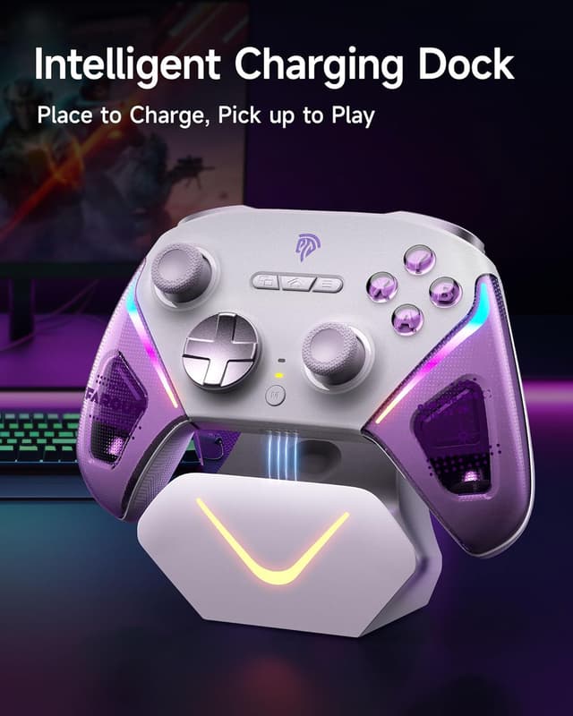 Detalle de EasySMX D10 PC-Controller mit Ladestation & RGB, TMR-Joysticks und 1000 Hz für PC/Switch/Handy