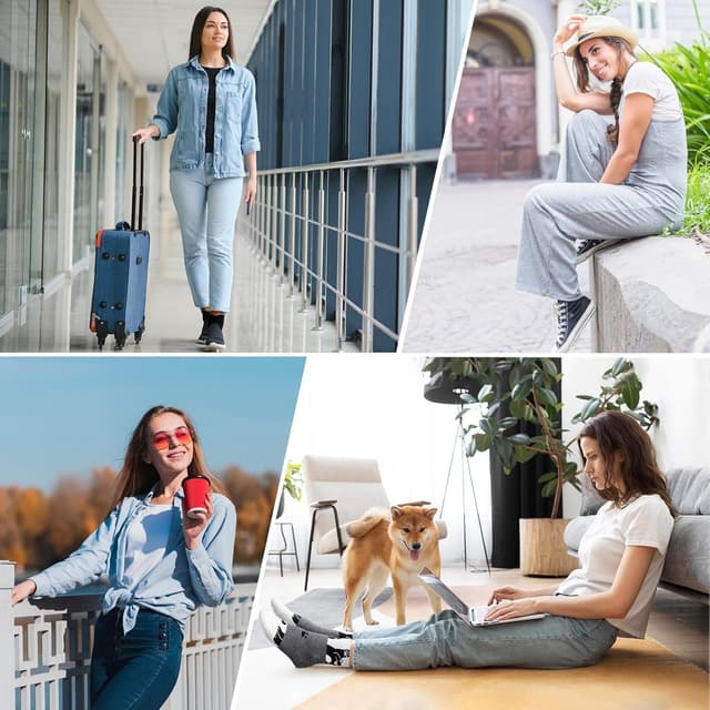 Detalle 2 de ZAKASA Chaussettes en coton pour femmes motif animaux (panda, chat, chien, ours) – Lot de 5 paires