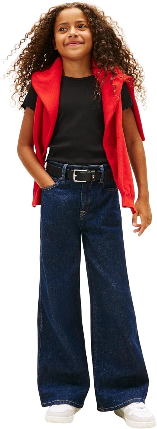 Detalle 2 de Tommy Hilfiger Mädchen Essential Rib Top SS (KG0K…) – figurbetontes Basic-Oberteil