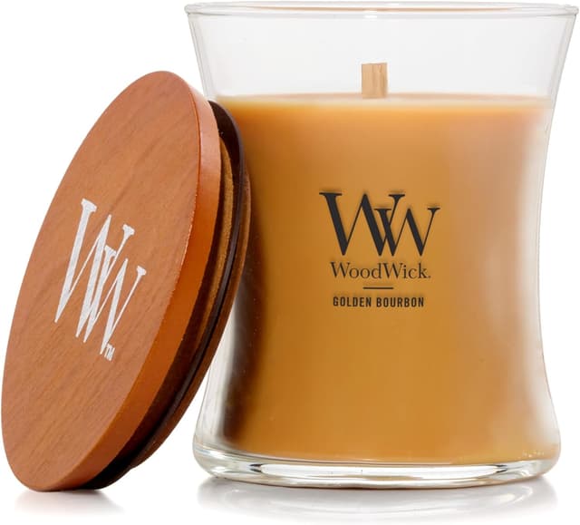 Detalle de Bougie parfumée WoodWick « Bourbon doré »