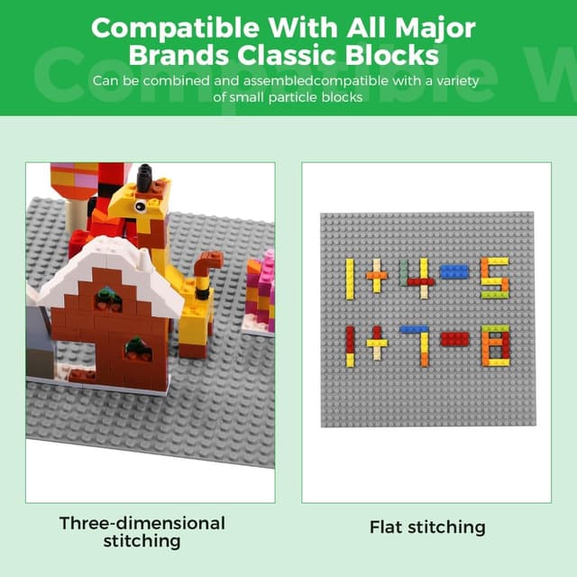 Detalle 1 de Lekebaby 8-Pack Peel and Stick Building Base Plates (10"x10") in Grey