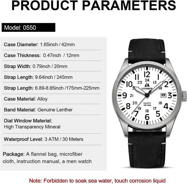 Thumbnail 6 de LN LENQIN Herren Militär-Uhr 42 mm Quarz