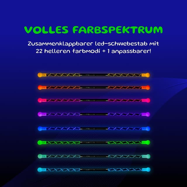 Detalle 2 de Wandini Glow.0 Magic Wand – zusammenklappbares LED-Lichtschwert mit USB-ladbarem Jonglierstab