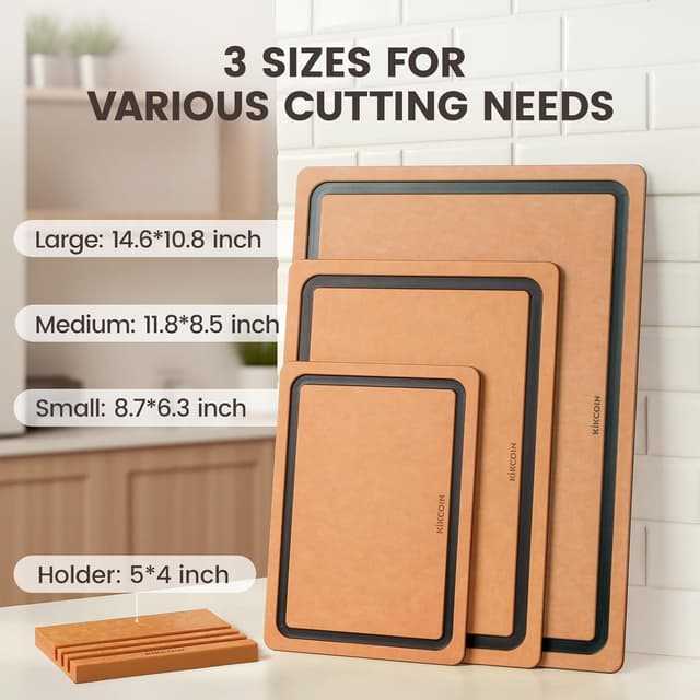 Detalle 2 de Kikcoin 3-Piece Wood Cutting Board Set ⚙