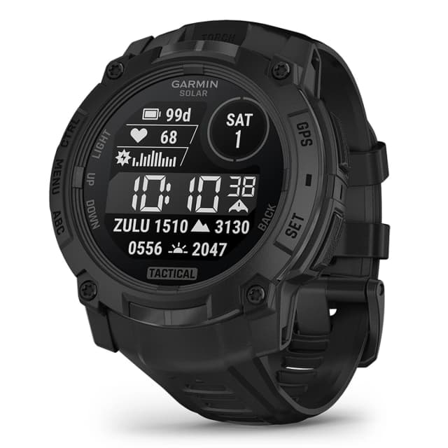 Detalle de Garmin Instinct 3 Tactical Edition (reacondicionado a estrenar) con GPS solar y pantalla transflectiva monocroma de 50 mm