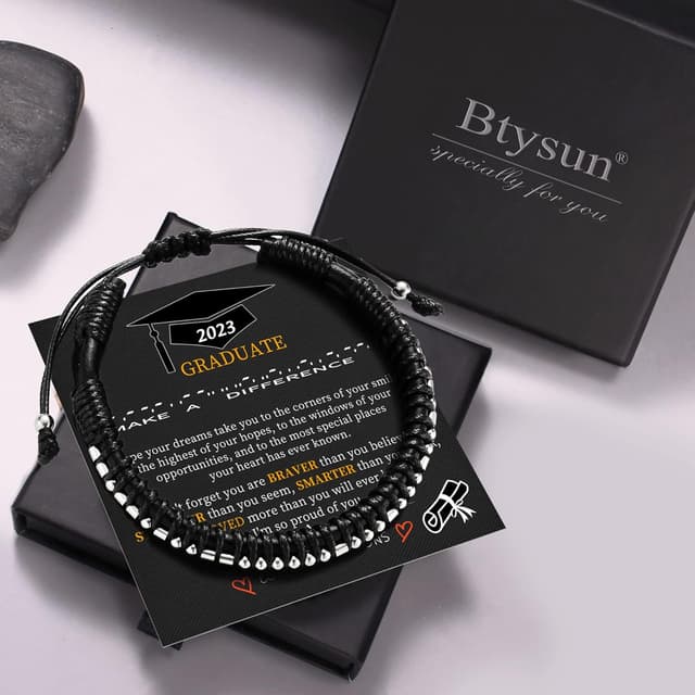 Thumbnail 4 de Leather Morse Code Bracelet 8.5 in