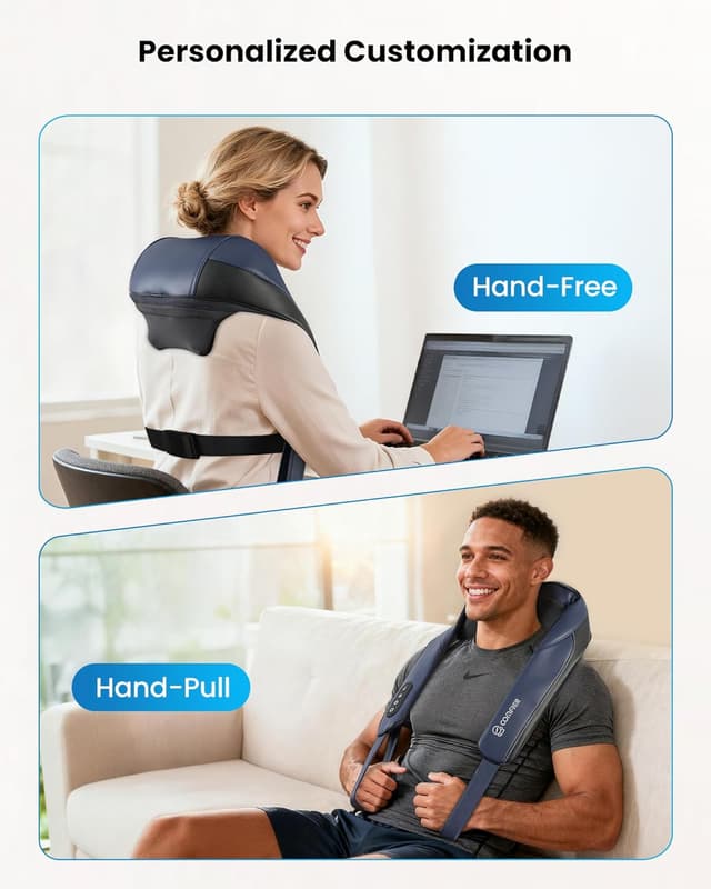 Detalle 2 de COMFIER 2026 masseur cervical nuque, épaules et dos chauffant au graphène (shiatsu 4D) sans fil