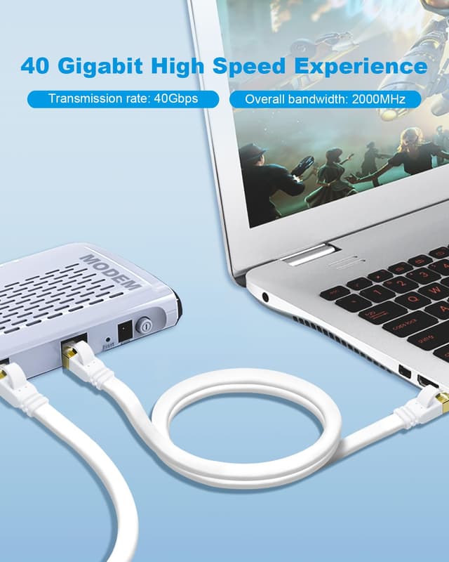 Detalle 2 de Yauhody CAT8 Ethernet Cable 3m — flat 40Gbps