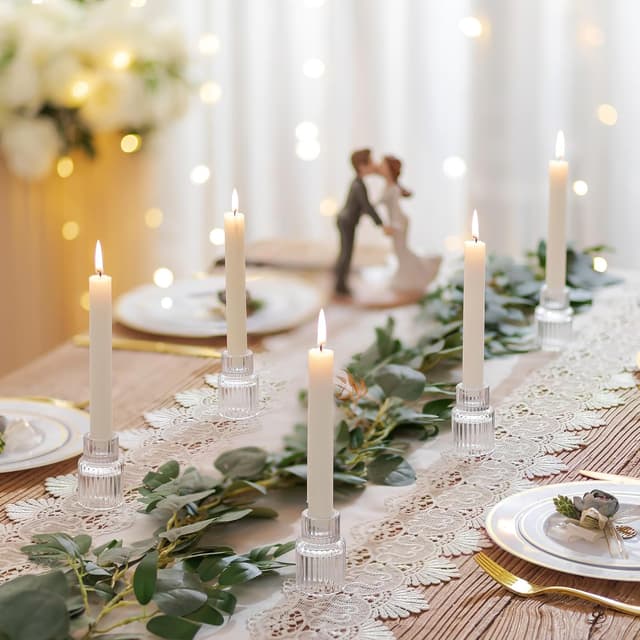 Thumbnail 2 de Romadedi Glas Kerzenhalter Kerzenständer für Stabkerzen