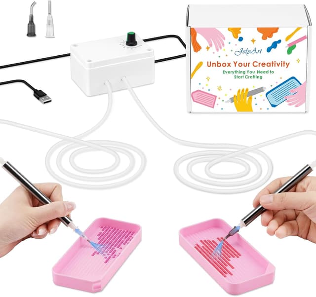 Detalle de JelyArt Vacuum Diamond Painting Pen (Electric, dual-user) with 0–100 suction and wax-free accessories