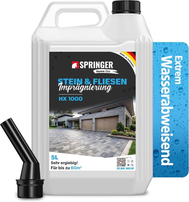 Detalle de SPRINGER HX1000 Steinimprägnierung (5 L) für Stein- & Fliesen – Nanoversiegelung für innen & außen