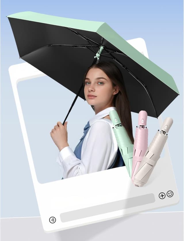 Detalle 2 de Mini Ultra-Lightweight Compact Portable Travel Folding Umbrella with UV Protection (Auto Open/Close, 6 Ribs)