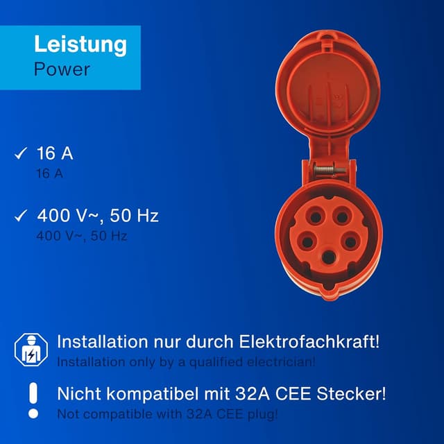 Detalle de Presa industriale CEE REV Ritter 16 A, 5 poli (3P+N+PE) per ambienti esterni IP44