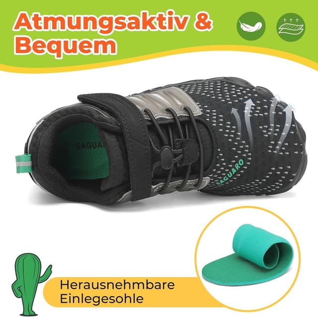 Detalle de SAGUARO Barfußschuhe Kinder (Barfußschuhe/Badeschuhe) – schnell trocknend, Fünf-Zehen-Design, Gr. 24–36