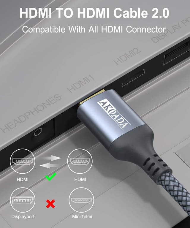 Thumbnail 6 de AkoaDa 4K Long HDMI Cable (HDMI 2.0, 18Gbps, ARC compatible) – Grey, 9M