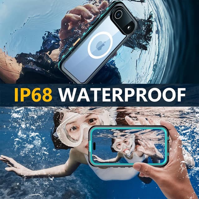 Detalle 2 de Red2Fire iPhone Air Case Waterproof (IP68) with Built-in Screen & Camera Protector, MagSafe Compatible, Full-Body Shockproof — Blue/Clear (6.5 in)