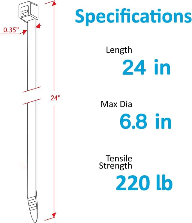 Thumbnail 1 de ANOSON Large Zip Ties 24 inch 220 lb