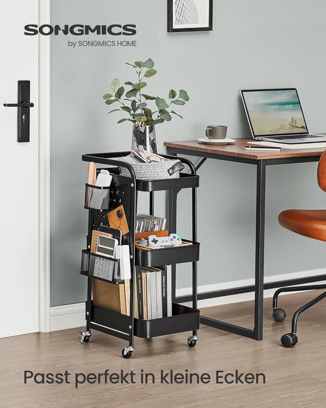 Detalle 2 de SONGMICS LRC037B01 Rollwagen mit 3 Ablagen