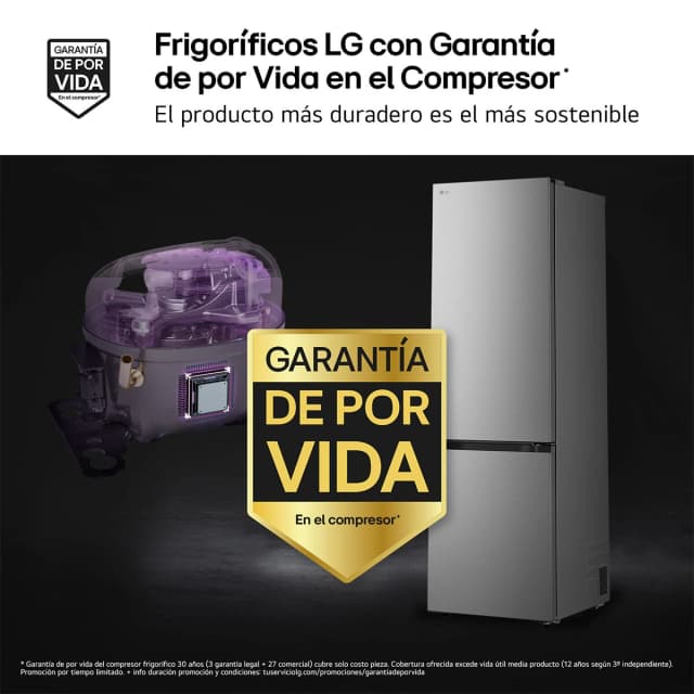 Detalle 2 de LG GBBSJ20DPY reacondicionado grado C (combi 2,03 m) con DoorCooling+ y Wi‑Fi ThinQ