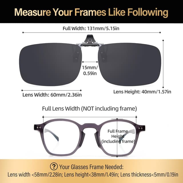 Detalle de Goiteia Polarized Flip-Up Clip-On Sunglasses with Wide Steel Clip (Mens & Womens)