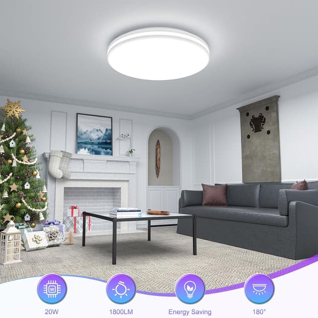 Detalle de LED Deckenleuchte 20W (Bad, IP44) – runde Badezimmerlampe kaltweiß 5000K, 26 cm