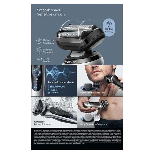 Detalle de Braun Series 6 62-S7650cc plata con SmartCare y 2 accesorios