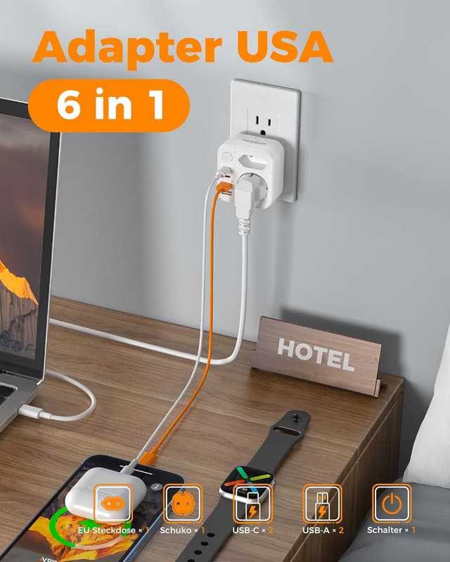 Thumbnail 2 de TESSAN Reiseadapter USA EU 6-in-1