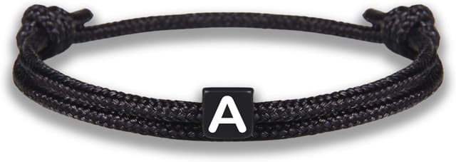 Thumbnail 6 de GD GOOD.designs Armband mit Buchstaben – verstellbares Partnerarmband (14–25 cm) mit schwarz geflochtenem Seil