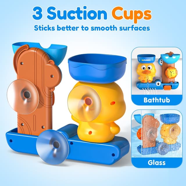 Detalle de KmmiFF Kids Bath Toys Duck Blue Set (Duck + Spoon) with Suction Cups