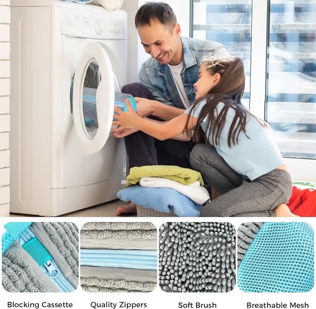 Detalle de CNMTCCO 2er-Set Schuhwaschbeutel mit Reißverschluss (Wäschesack) für Waschmaschine – wiederverwendbar, zum Aufhängen